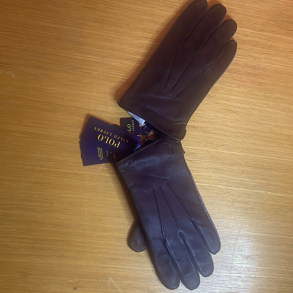 Ralph Lauren wool and leather gloves / touch screen finger tips / Brand New